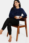 Zivame Fur Knit Poly Sweatshirt - Medieval Blue — thumbnail 4